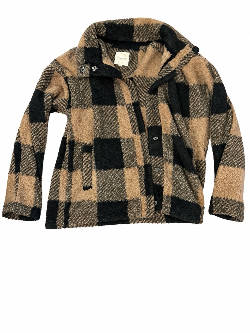 Thread & Supply Kids Plaid Sherpa Jacket - Black & Brown